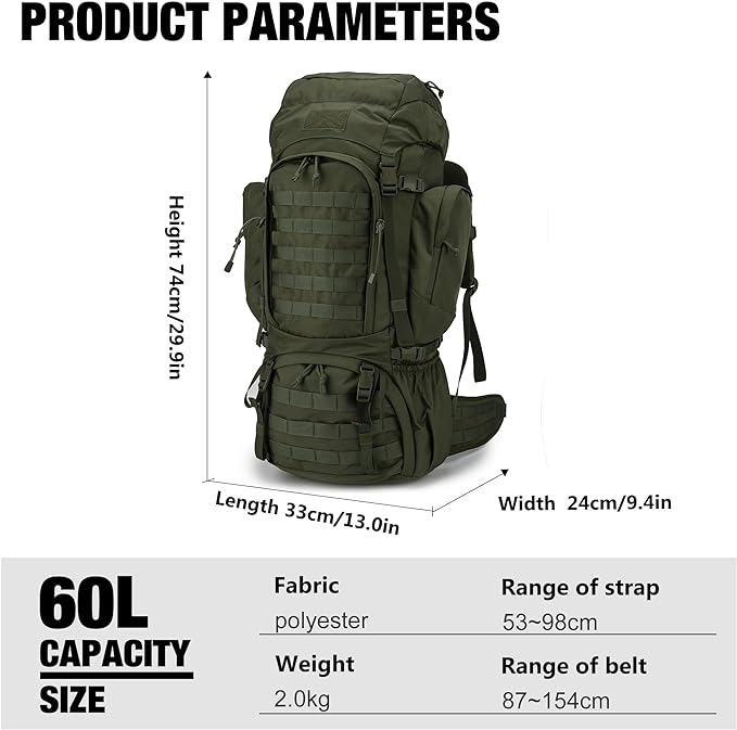 Mardingtop 60L Military Internal Frame Backpack - Image 2