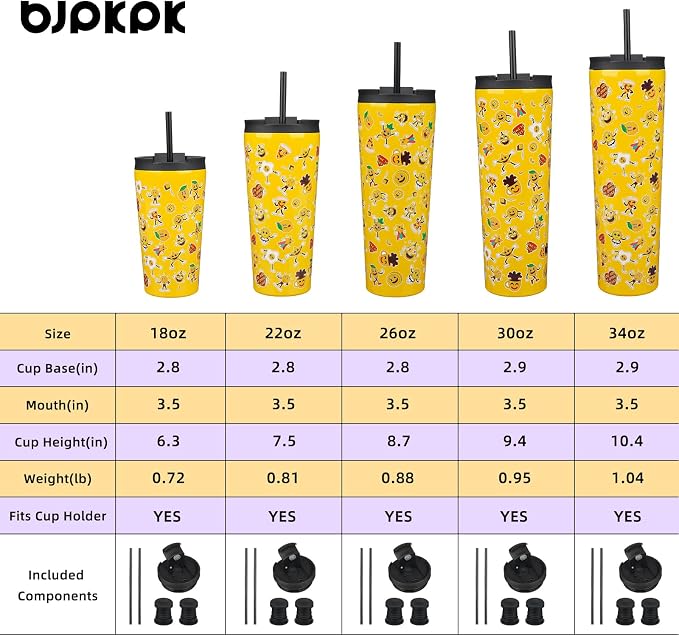BJPKPK 30oz Insulated Tumbler With lid And Straw Stainless Steel Tumblers Travel Coffee Mug Reusable Thermal Cup,Hawaii Fruits-Yellow (Pack of 2) - Image 4