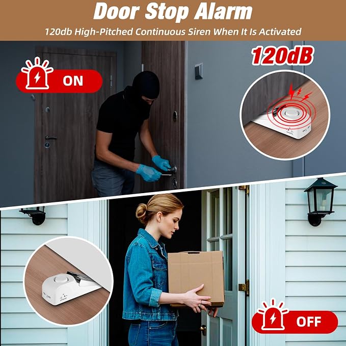2 Pack 120dB Travel Door Stopper Alarm & Portable Door Lock, 3-Level - Image 4