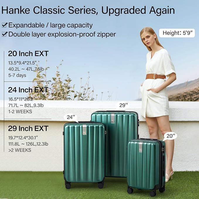 Hanke 29 Inch Expandable Checked Luggage Lightweight PC Hard Shell Luggage - Image 2
