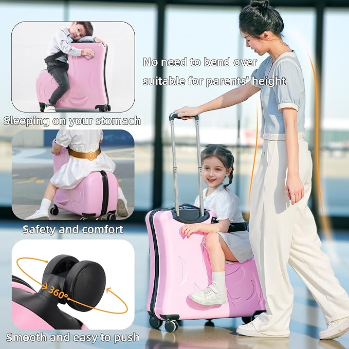 N-A Kids Ride On Suitcase with Wheels, Scooter Luggage - Image 5