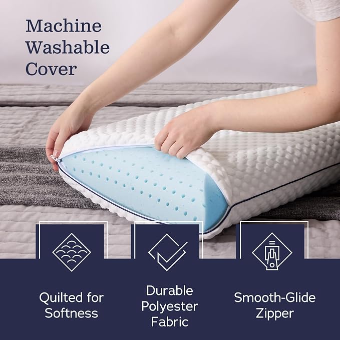 WEEKENDER Standard Gel Memory Foam Pillow Size-1-Pack-Medium Plush Feel-Neck - Image 3