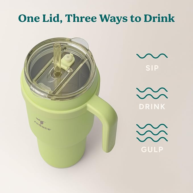 REDUCE 40 oz Stainless Steel Tumbler with Handle - Dual-Wall Vacuum Insulated Travel Mug, Sweat-Proof Lid & Reusable Straw - Keeps Drinks Cold for 24 Hrs, Fits Cupholders, Dishwasher Safe - Mojito - Image 5