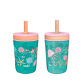 Zak Designs Kelso 15 oz Tumbler Set, (Shells) Leak-Proof Screw-On Lid with Straw Made of Durable Plastic and Silicone, Perfect Cup Bundle for Kids (2pc Set) by ZakDesigns