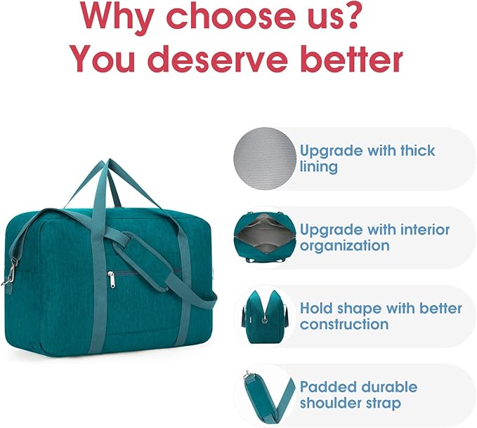 Carry on luaggage 22x14x9 Airlines Approved Foldable Carry on Bag Travel Duffel - Image 5