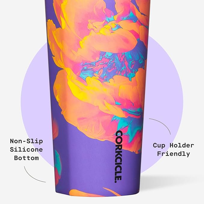Corkcicle Cold Cup Insulated Tumbler with Straw - Keeps Drinks Cold for 12 Hours - Triple-Insulated Stainless Steel - Leak-Resistant Lid - Summer Drinkware Gift - 24 oz - Super Bloom - Image 5