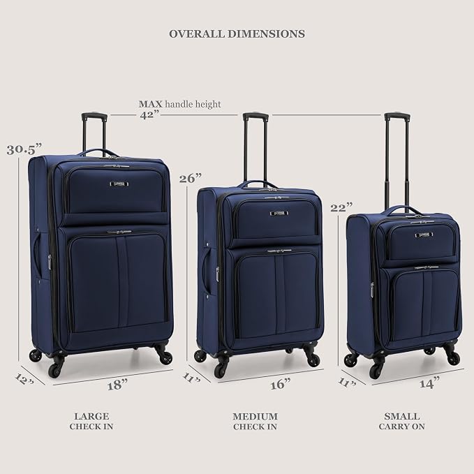 U.S. Traveler Anzio Softside Expandable Spinner Luggage, Dark Grey, 3-Piece Set - Image 5