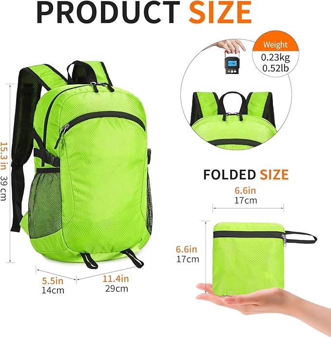Small Hiking Daypack, 15L Water-Resistant Hiking Backpack Packable Lightweight - Image 5