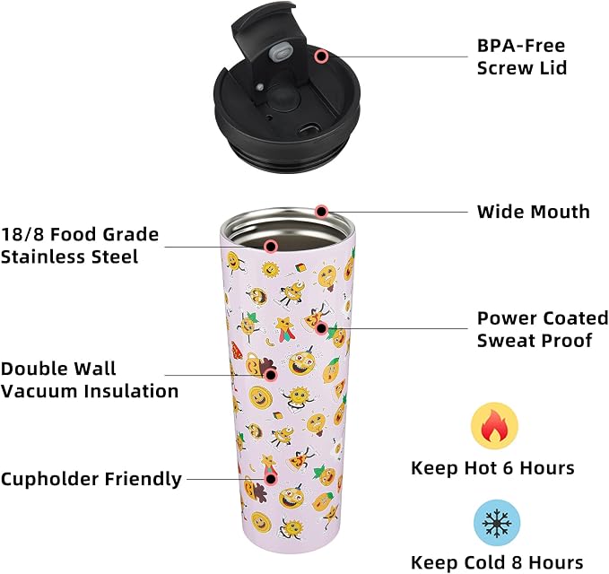 BJPKPK 30oz Tumbler With lid And Straw Stainless Steel Travel Coffee Mug Insulated Tumblers Cups,Hawaii Fruits Purple - Image 2