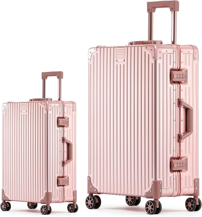 Metal All Aluminum Carry-on Luggage TSA Customs Lock Zipperless Silent Rotary by XZSP+AISU