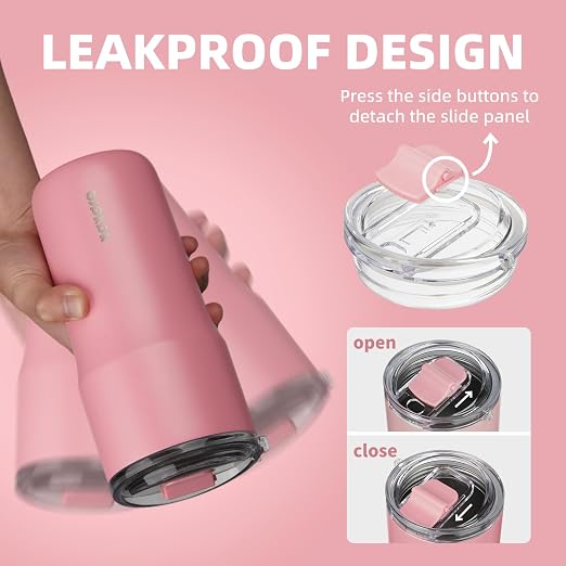 BJPKPK Insulated Tumbler,20oz Stainless Steel Tumbler with lid,Double Wall Travel Coffee Mug Thermal Cup,Keep Drinks Cold and Hot,Pink - Image 3