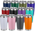 20oz Stainless Steel Tumbler Bulk with Lid, Travel Mug - Double Wall Vacuum Powder Coated Cup - Mix, 12 Pack by Unknown