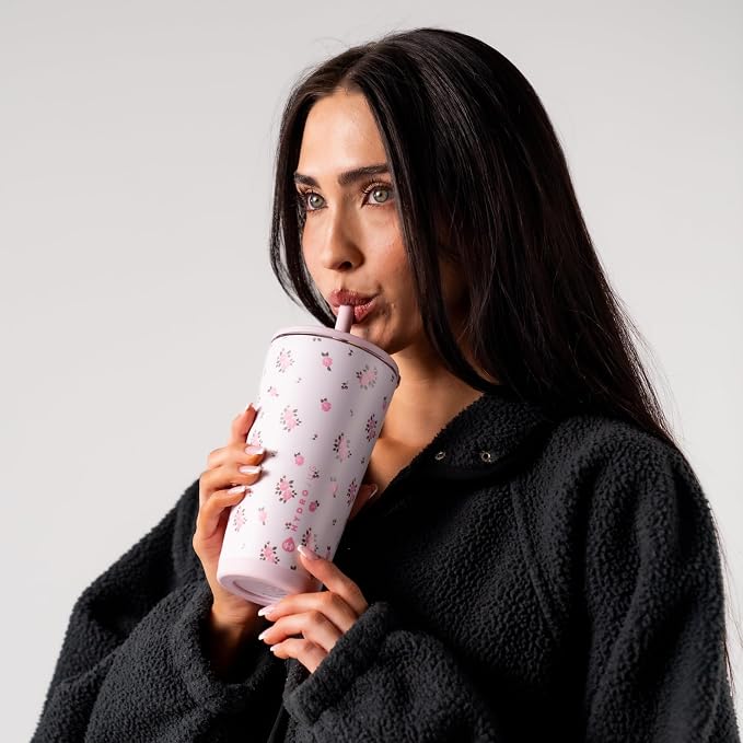 HydroJug Everyday Tumbler 20 oz – Ceramic-Lined Insulated Tumbler with Straw and Soft-Touch Lid, Cup Holder Friendly, Double-Wall Vacuum Insulation, Reusable Travel Cup – Wildrose - Image 6