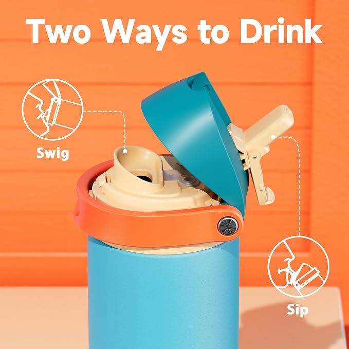 24 oz Insulated Water Bottle for Men: Meoky Stainless Steel Water Bottle with Straw and Spout Lid - Leak Proof, Cold for 24 Hours, Fits in Car Cup Holder, BPA-Free for Sports Travel, Summer Sweetness - Image 3