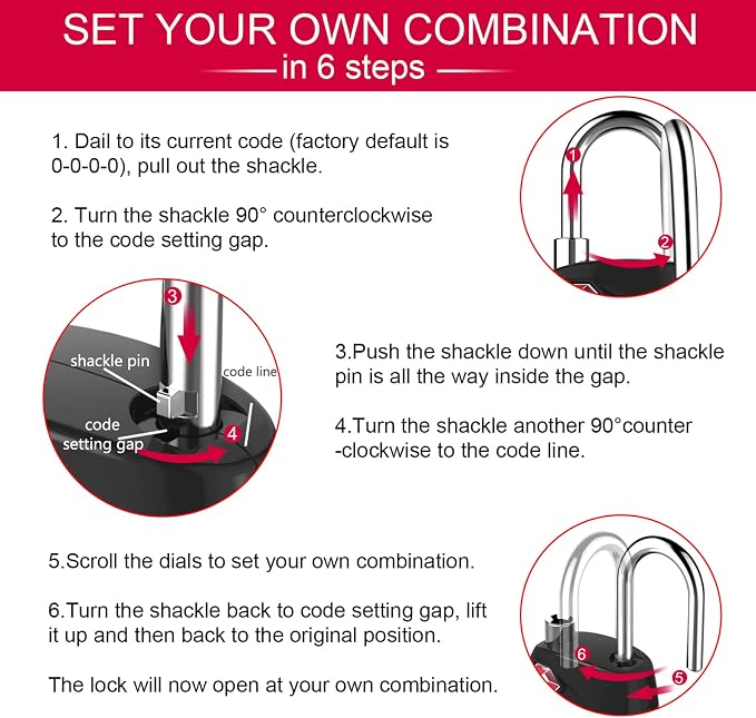 ZHEGE Suitcase Lock TSA Approved, 4 Digit Combination Luggage Lock Resettable - Image 7