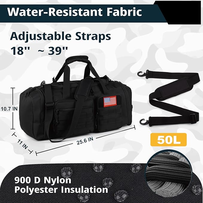 Tactical Gym Bag for Men，50L Large 3 in 1 Sports Duffle Bag - Image 4