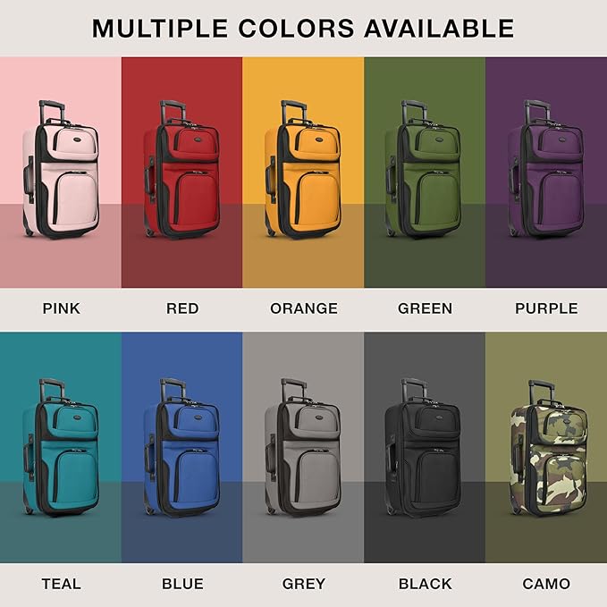 U.S. Traveler Rio Rugged Fabric Expandable Carry-on Luggage, Rolling Suitcase - Image 7