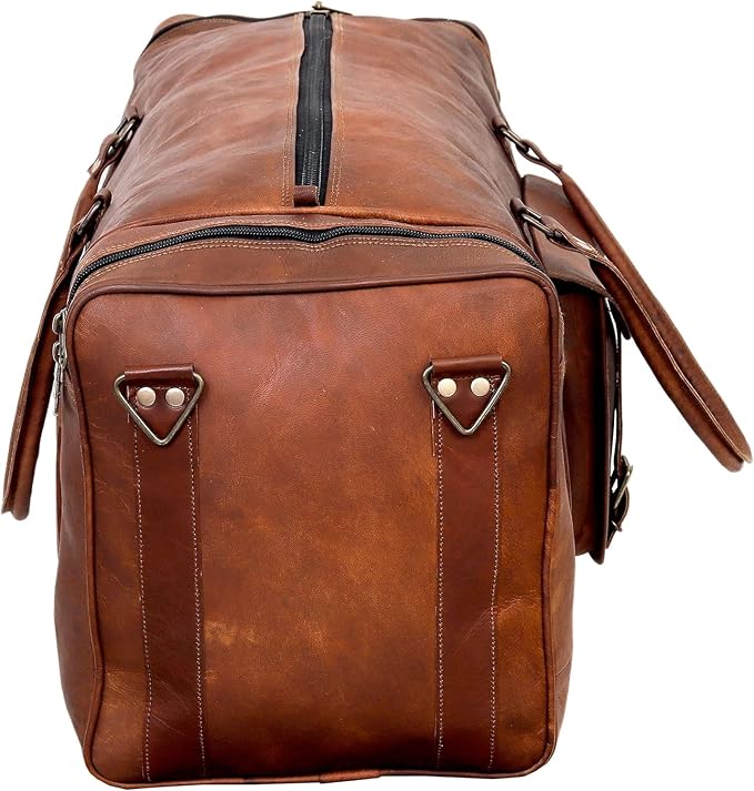 Leather Duffle Bag for Men Luggage Handmade Travel Bag Carry On Luggage - Image 5