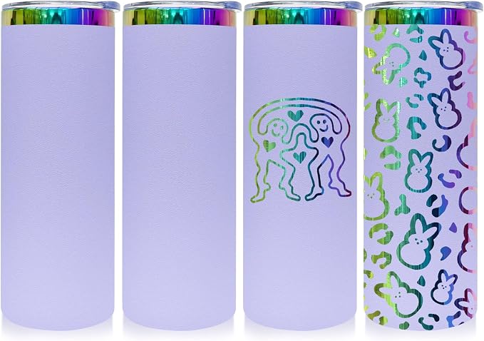 20 oz Skinny Tumblers Stainless Steel Tumbler with Lid and Straw Double Wall Vacuum Insulated Coffee Mug 20oz Powder Coated Cup for Hot and Cold Drinks(Purple,4 pack) by FunTrans