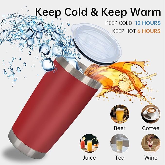 IEOVIEE 32 Pack, 20oz Stainless Steel Bulk Tumblers with Lids and Straws, Double Wall Insulated Travel Coffee Mug, Durable Powder Coated Tumbler Bulk Cup for Cold and Hot Drinks(Red) - Image 6