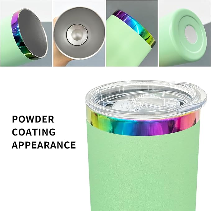 20 oz Skinny Tumblers Stainless Steel Tumbler with Lid and Straw Double Wall Vacuum Insulated Travel Coffee Mug 20oz Powder Coated Cup for Hot and Cold Drinks(Color Mix,8 pack) - Image 3