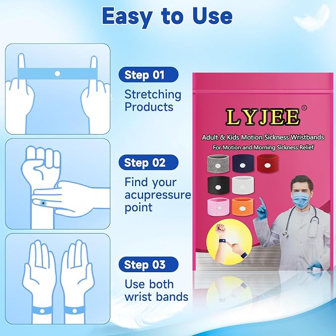 LYJEE Motion Sickness Bands for Adults and Kid Morning Sickness Relief Through - Image 6