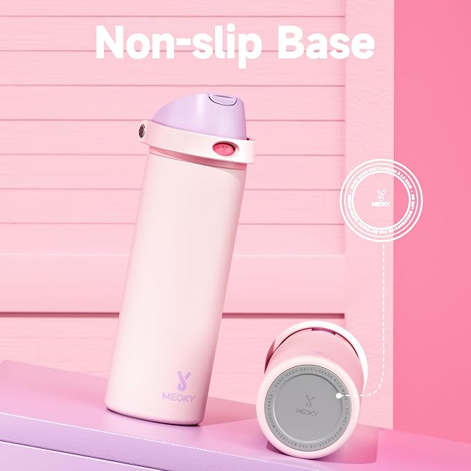 24 oz Insulated Water Bottle for Sports: Meoky Stainless Steel Water Bottle with 2-in-1 Straw and Spout Lid - Leak Proof, Cold for 24 Hours, Fits in Car Cup Holder, BPA-Free for Women Travel, Candy - Image 8