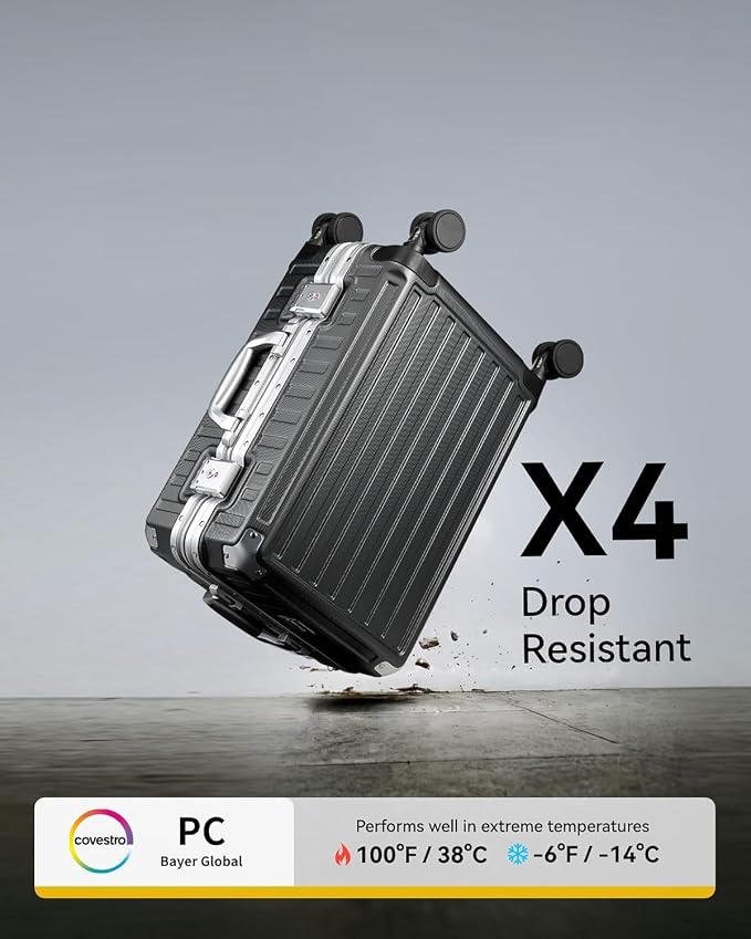 LUGGEX Carry On Luggage with Spinner Wheels, 20 Inch Aluminum Frame Zipperless - Image 6