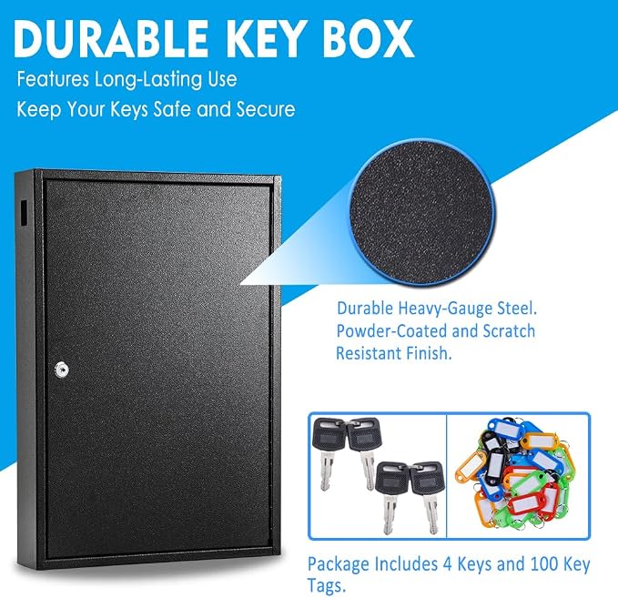 UMEKEN Key Box Wall Mount 100 Position Metal Valet Key Cabinet Lock Box - Image 3