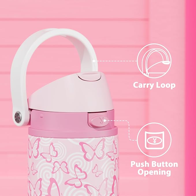 24 oz Insulated Water Bottle with Straw: Meoky Stainless Steel Metal Water Bottle with 2-in-1 Lid - Leak Proof, Cold for 24 Hours, Protective Silicone Base, BPA-Free for Sports Travel Car, Butterfly - Image 4