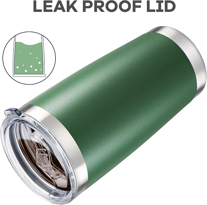 20 oz Tumbler with Lid Stainless Steel Double Wall Vacuum Insulated Tumblers Powder Coated Cups Travel Mug Keep Drinks Cold and Hot, Dark Green - Image 4
