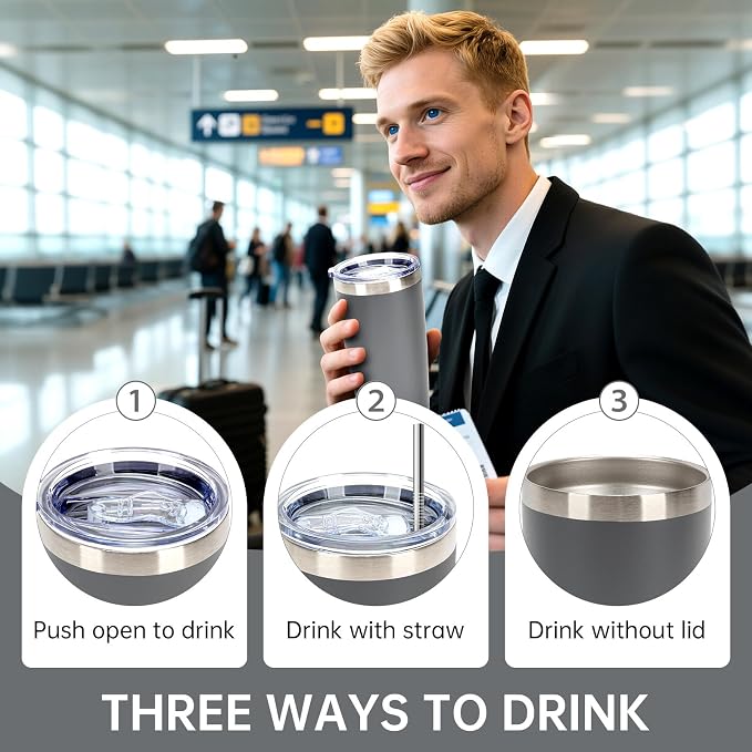 IEOVIEE 32 Pack, 20oz Stainless Steel Bulk Tumblers with Lids and Straws, Double Wall Insulated Travel Coffee Mug, Durable Powder Coated Tumbler Bulk Cup for Cold and Hot Drinks (Grey) - Image 7
