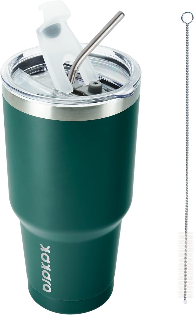 BJPKPK 30oz Tumbler with Lids and Straws, Stainless Steel Vacuum Insulated Coffee Tumblers, Insulated Travel Mug Water Cup with Leakproof Lid,Army Green by BJPKPK