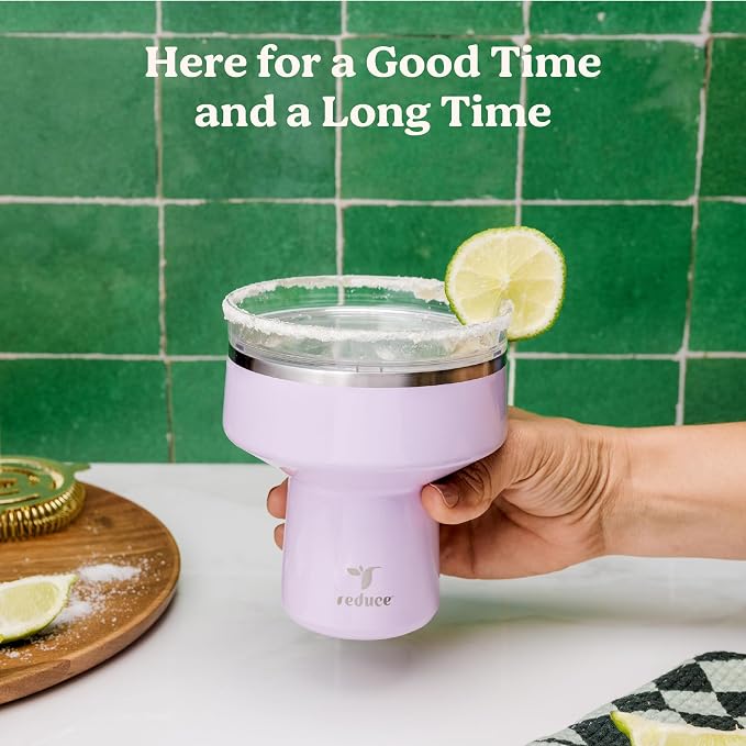 REDUCE Saltini 16 oz Cocktail Tumbler - Insulated Margarita Tumbler with Lid - Keeps Drinks Cold for 10 Hours - 360 Sippable Martini Glass Alternative - Shatterproof, Perfect for Parties - Mojito - Image 5
