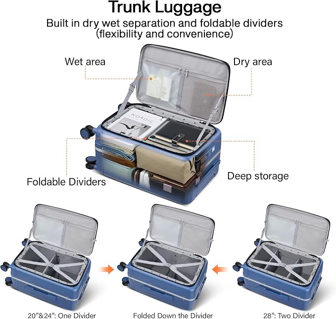Hanke 28 Inch Luggage with Cup Holder and Charge, Top Opening Hard Shell - Image 4