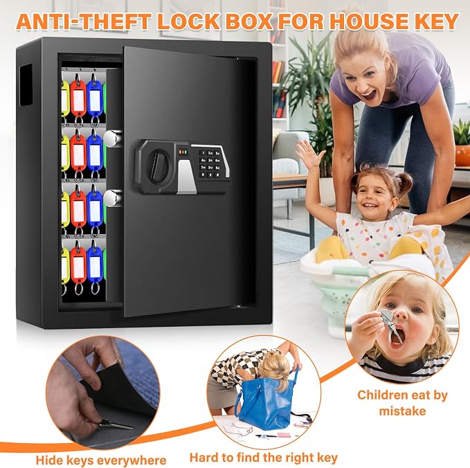 71 Keys Fireproof Key Lock Box, Anti-Theft Key Box Wall Mount - Image 8