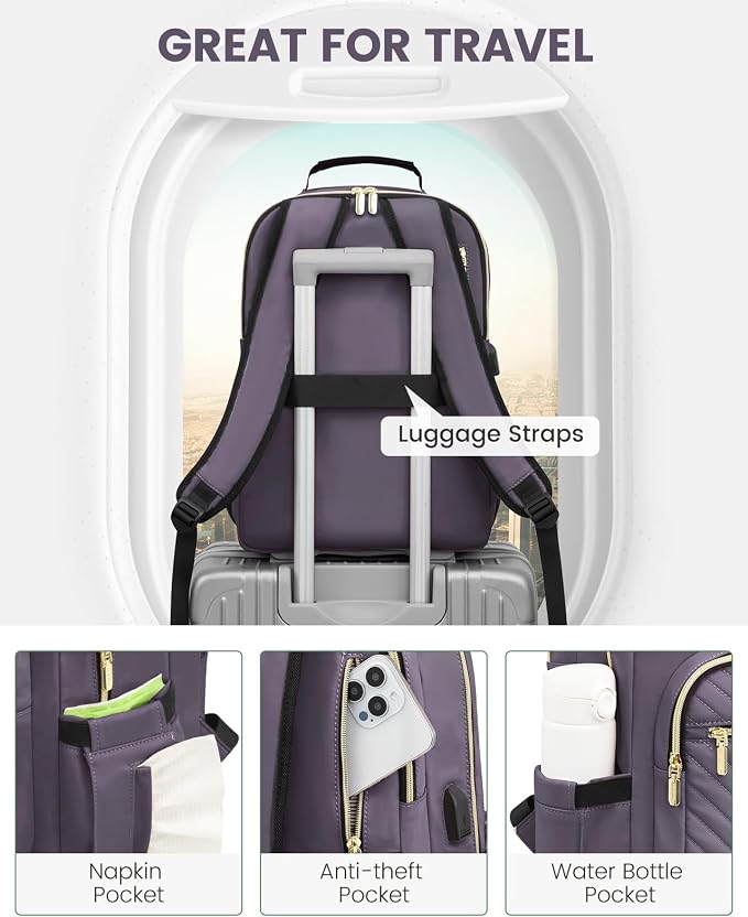 LOVEVOOK Laptop Backpack for Women, Large Capacity Travel Computer Work Bag - Image 4