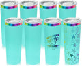 20 oz Skinny Tumblers Stainless Steel Tumbler with Lid and Straw Double Wall Vacuum Insulated Coffee Mug 20oz Powder Coated Cup for Hot and Cold Drinks(Mint Green,8 pack) by FunTrans