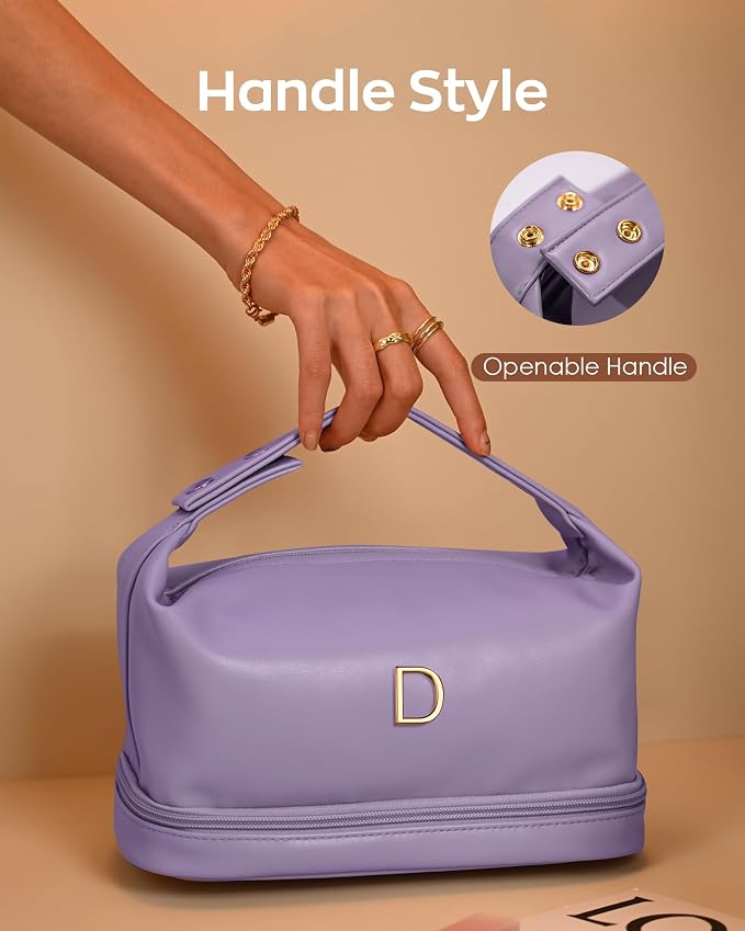 Personalized Friend Gifts, Initial Large Makeup Bag, Personalized Double Layer - Image 3