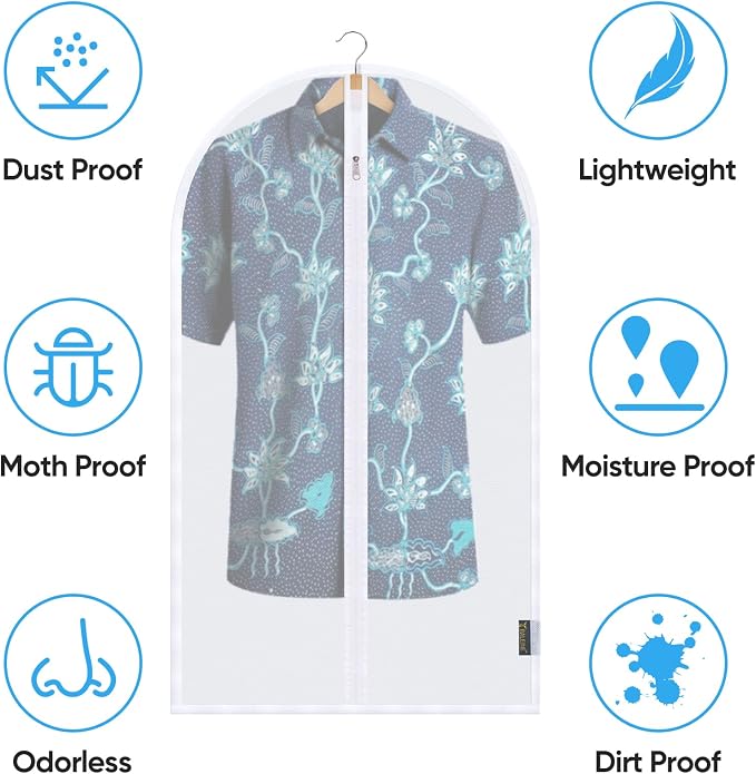 BALEINE 60'' Translucent Garment Bags, 12 Packs PEVA Dress Bag - Image 3