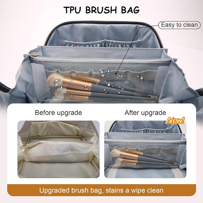 Travel Makeup Bag for Women: Large Capacity Open Flat Make up Bag Set of 3 - Image 5