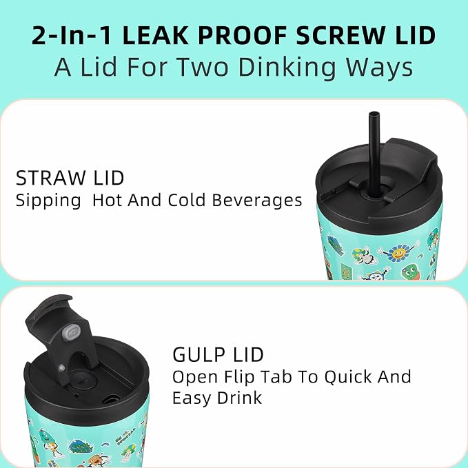 BJPKPK 30oz Stainless Steel Insulated Tumbler With lid And Straw Travel Coffee Thermal Tumblers Cup For Women And Men,Spring Party Green - Image 3