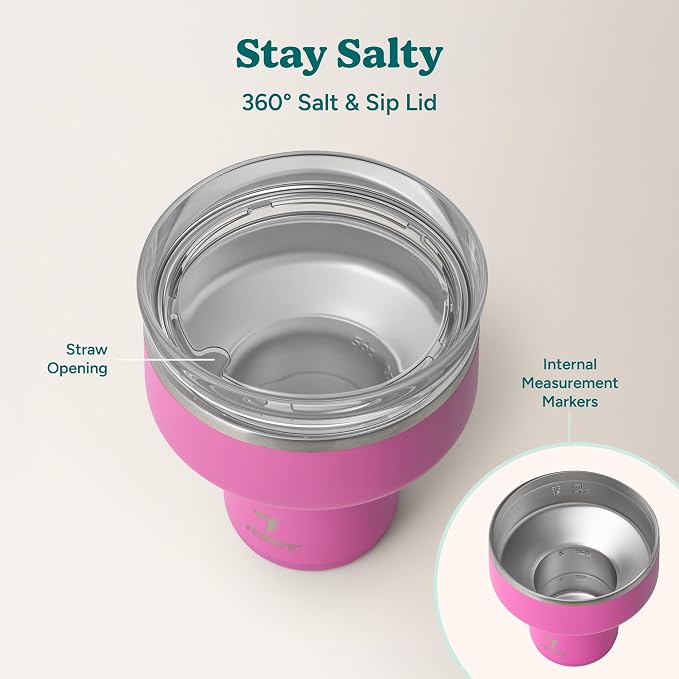 REDUCE Saltini 16oz Cocktail Tumbler - Insulated Margarita Tumbler with Lid-Keeps Drinks Cold for 10 Hours-360 Sippable Martini Glass Alternative-Shatterproof Perfect for Parties-Sunset Fuchsia-4 Pack - Image 4