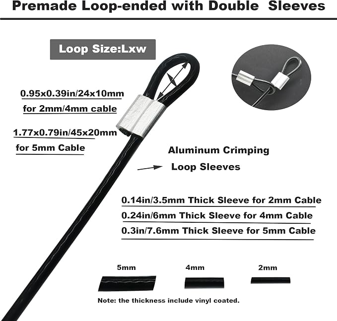 5 Pcs 5mm Wire 24 inch Vinyl Coated Stainless Steel Cable - Image 3