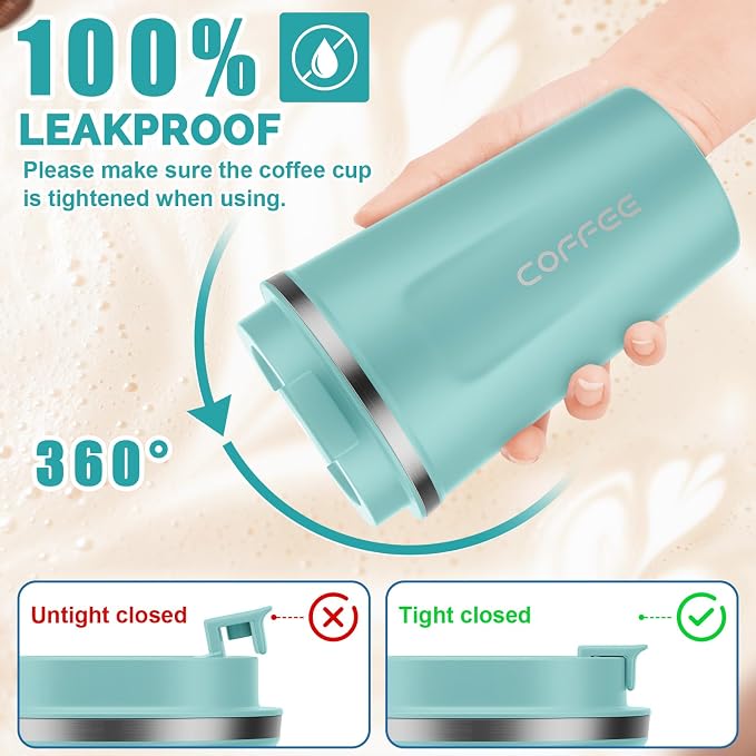 CS COSDDI 12 oz Stainless Steel Vacuum Insulated Tumbler - Coffee Travel Mug Spill Proof with Lid - Coffee Cups for Keep Hot/Ice Coffee,Tea and Beer - Image 3