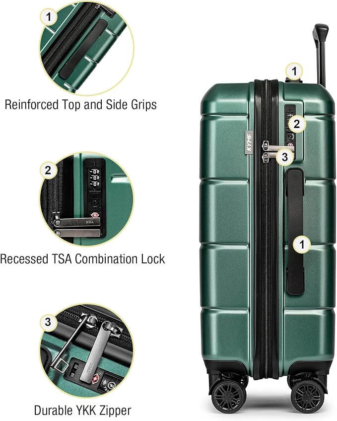 KYME Luggage Sets 3 Piece Hardshell 22in/26in/30in Suitcases - Image 5