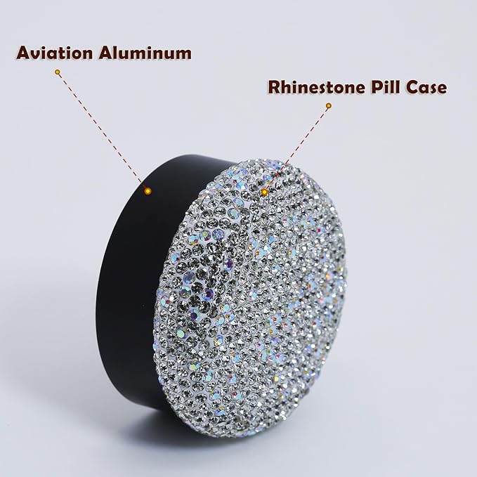 Small Pill Case 3 Compartments, Metal Round Portable Pill Box, Waterproof - Image 3