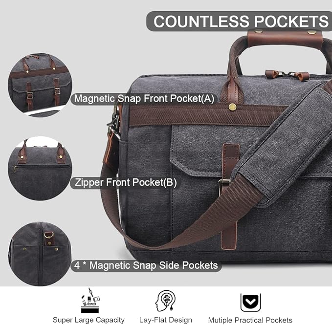 Duffle Bag for Men Waterproof Genuine Leather Canvas Travel Duffel Bags for - Image 5