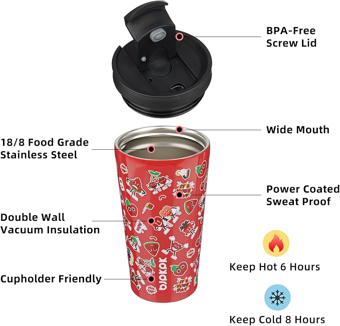 BJPKPK 18oz Tumbler With lid And Straw Stainless Steel Travel Coffee Mug Insulated Tumblers Cups,Passionate-Red - Image 2