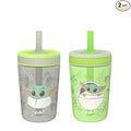 Zak Designs Star Wars The Mandalorian Kelso Toddler Cups For Travel or At Home, 15oz 2-Pack Durable Plastic Sippy Cups With Leak-Proof Design is Perfect For Kids (Baby Yoda, Grogu) by ZakDesigns